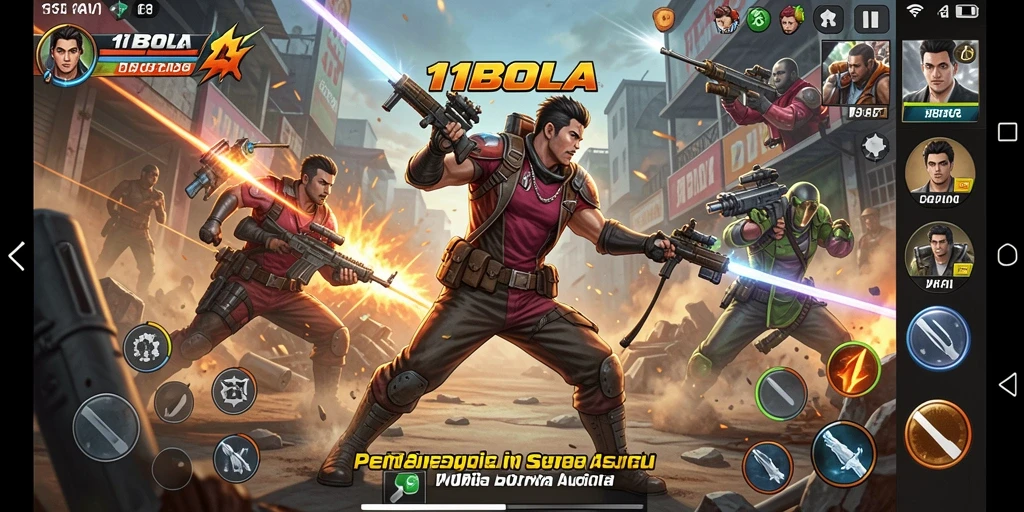 Tangkapan layar utama 11BOLA menunjukkan aksi pertarungan yang intens.