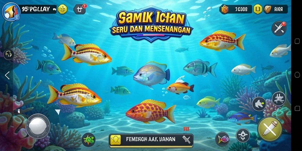Screenshot gameplay 95PGPLAY dengan aksi menembak ikan yang menarik.
