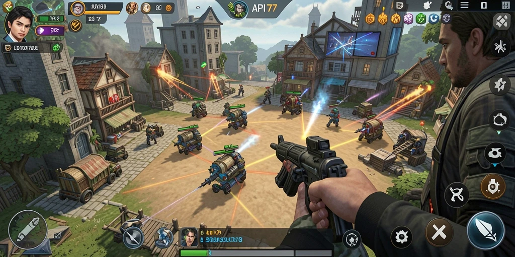 Tangkapan layar gameplay API77 yang dinamis dan strategis.