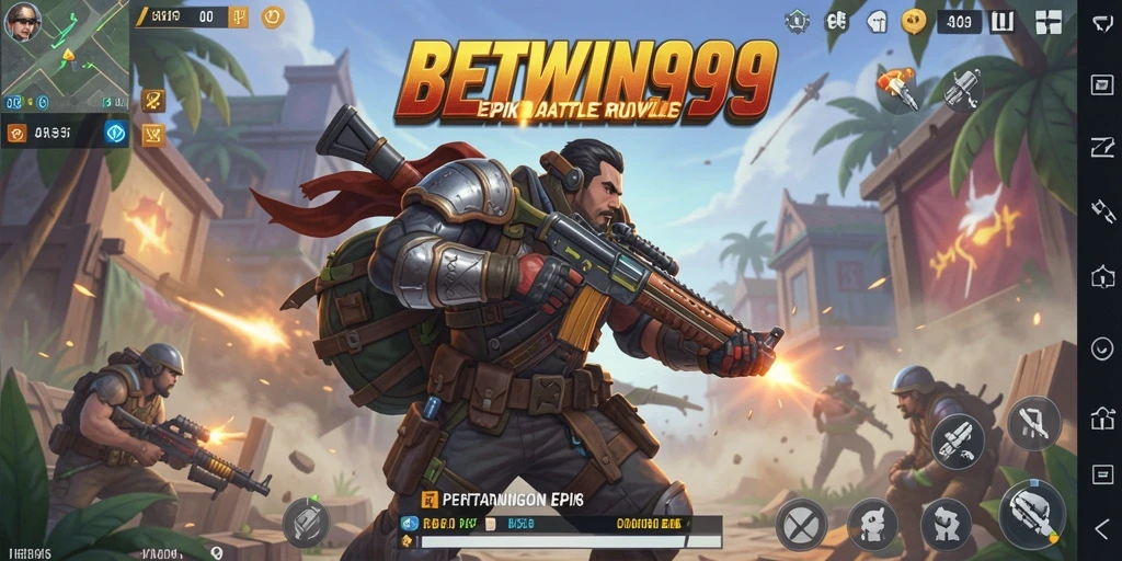 Tampilan gameplay seru BETWIN999 dalam pertempuran intens Battle Royale.