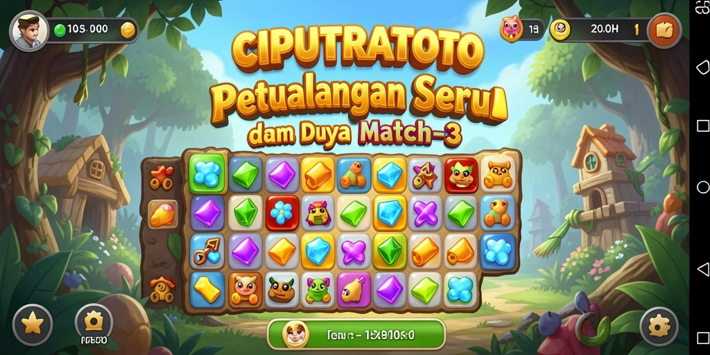 Tampilan menawan gameplay CIPUTRATOTO dalam aksi Match-3.