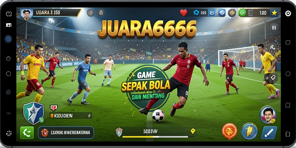 Tampilan gameplay JUARA666 yang menegangkan dalam aksi sepak bola.