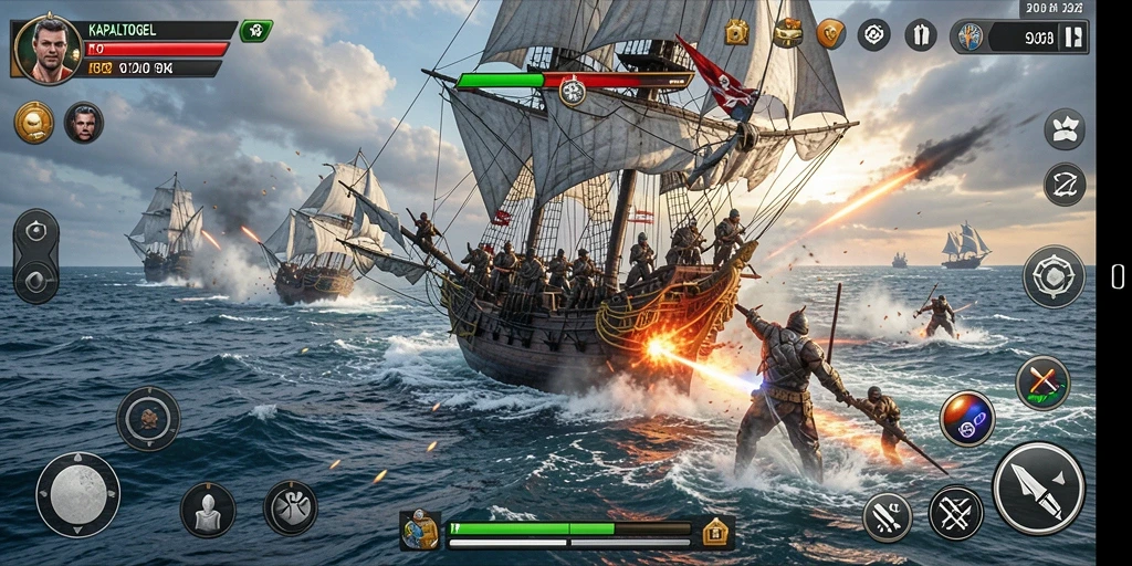 Gameplay pertarungan seru di KAPALTOGEL menunjukkan aksi tanpa henti.