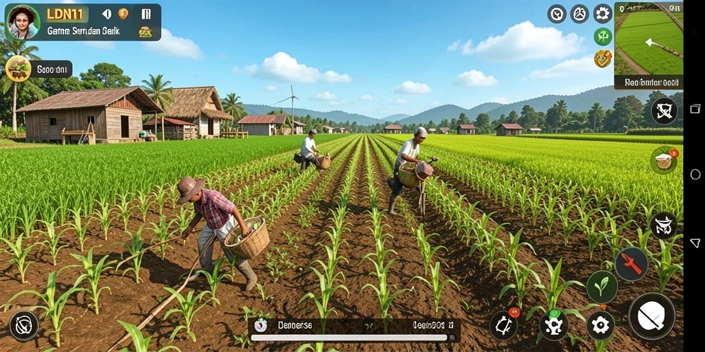 Gameplay LDN11 yang menarik saat melakukan aktivitas pertanian.