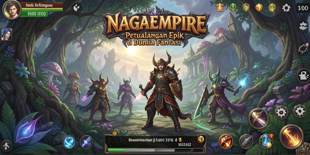 Menggambarkan karakter utama dalam pertarungan epik di NAGAEMPIRE.
