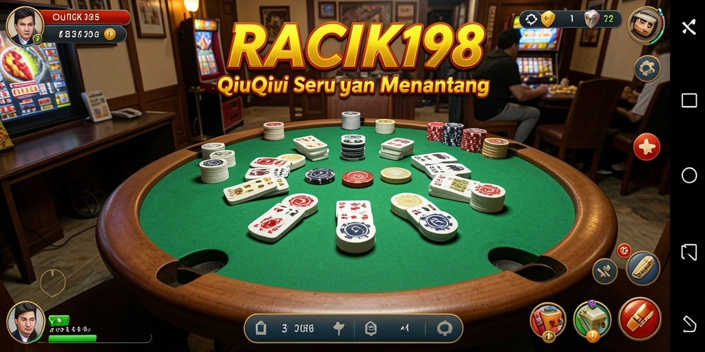 Tampilan menarik dari gameplay QiuQiu di RACIK198.