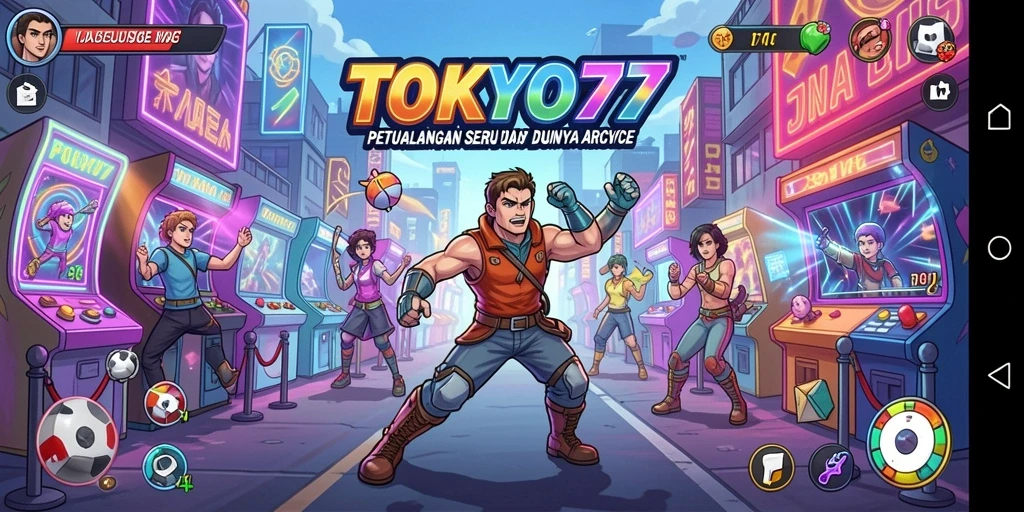 Tampilan gameplay seru dan penuh warna dalam TOKYO77.